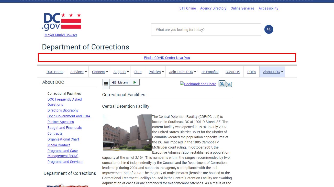 Correctional Facilities | doc - Washington, D.C.